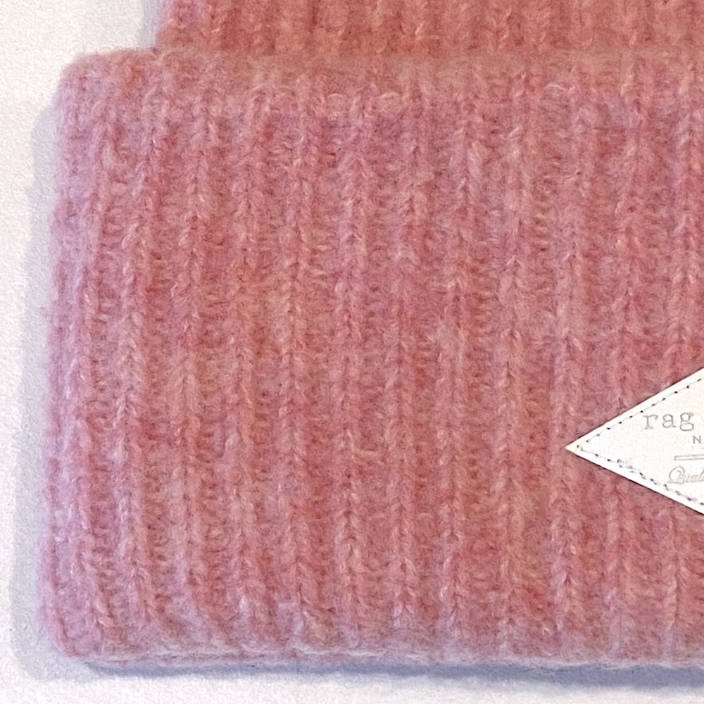 NWT Wool Rag & Bone Superfine Italian Merino Wool Pink Beanie Hat with Pom FIRM$ - Picture 9 of 16